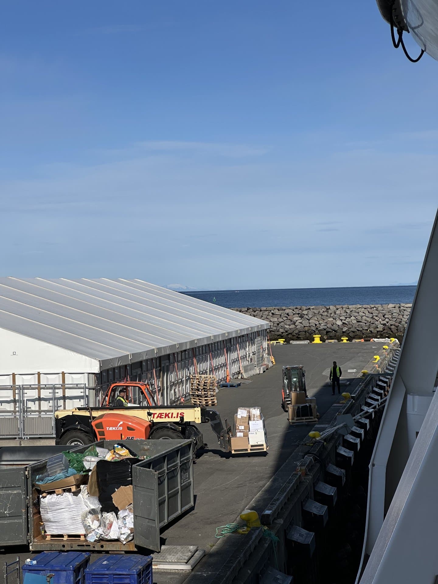 Forklift operations at pier